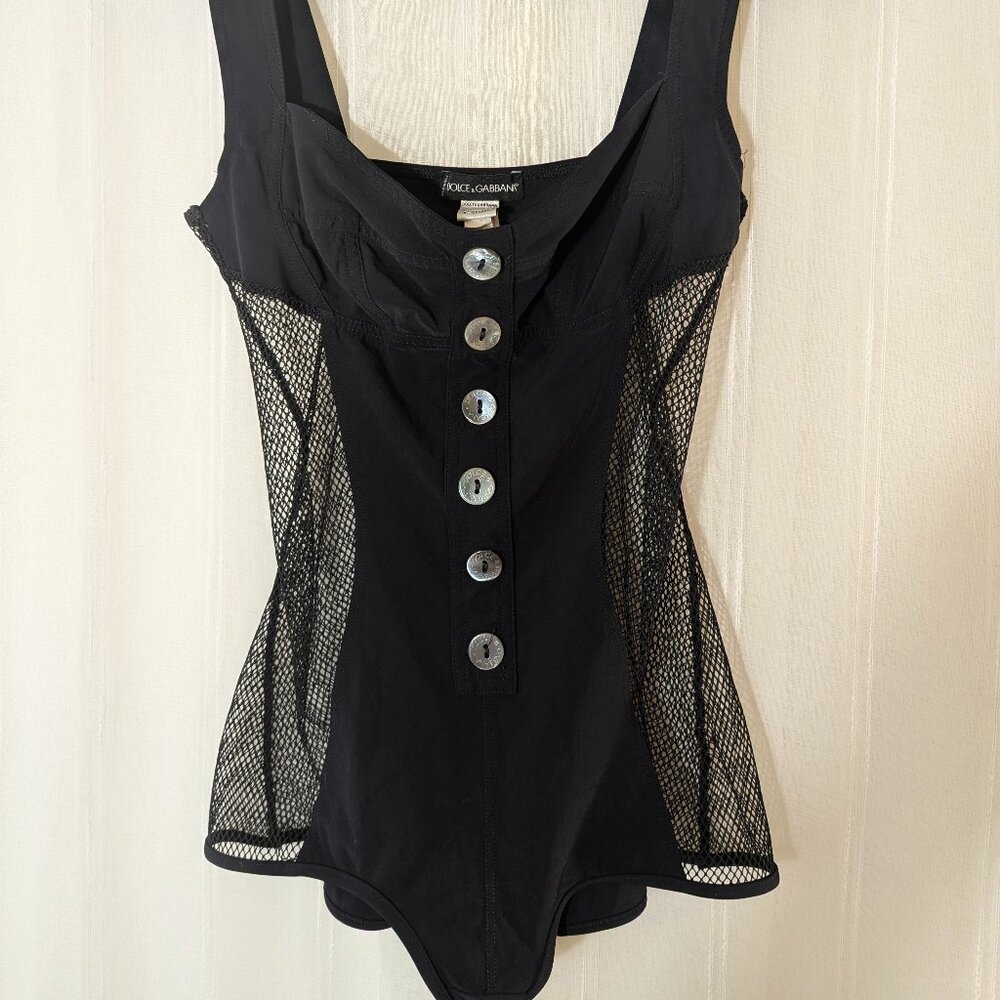 Y2K Vintage Dolce & Gabbana Mesh Panel One Piece Swimsuit M
